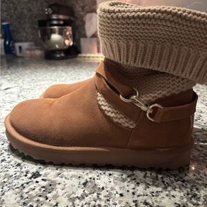 UGG Tan Winter Boots with Knit Cuff